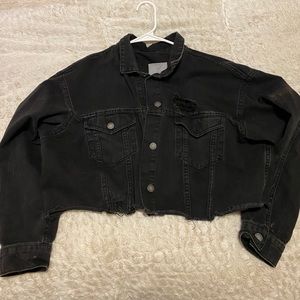 black denim cropped jacket